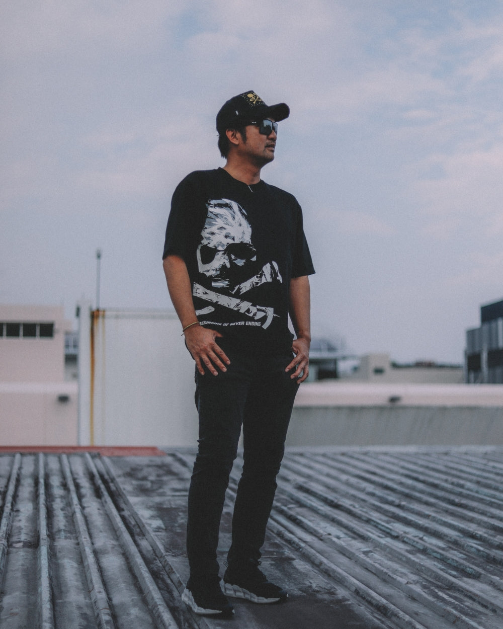 GRUNGE SKULL OVERSIZED T-SHIRT, BONE OVERSIZE T-SHIRT