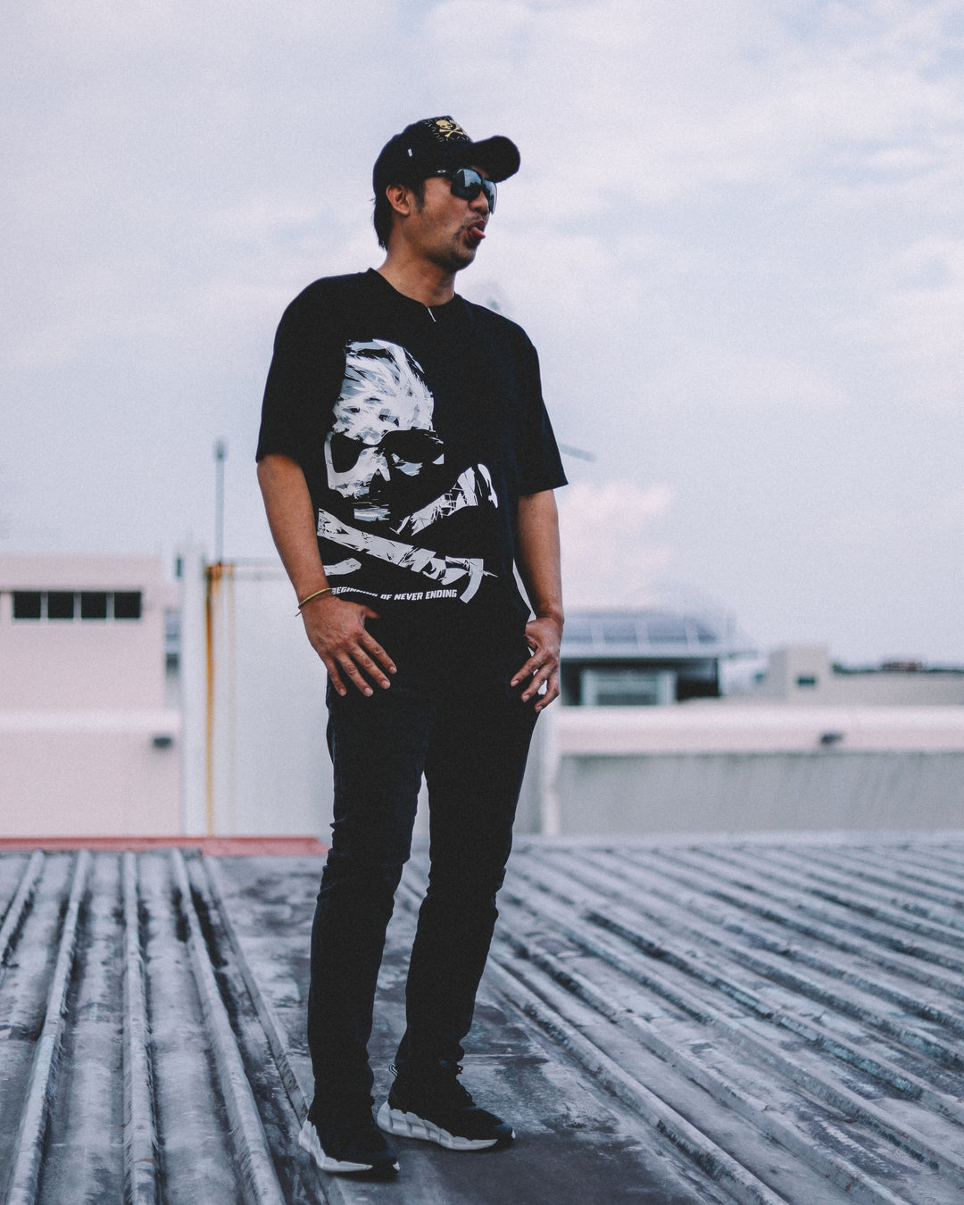 GRUNGE SKULL OVERSIZED T-SHIRT, BONE OVERSIZE T-SHIRT