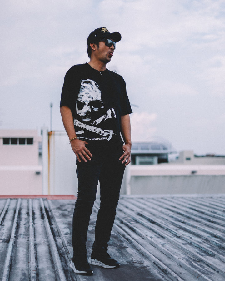 GRUNGE SKULL OVERSIZED T-SHIRT, BONE OVERSIZE T-SHIRT