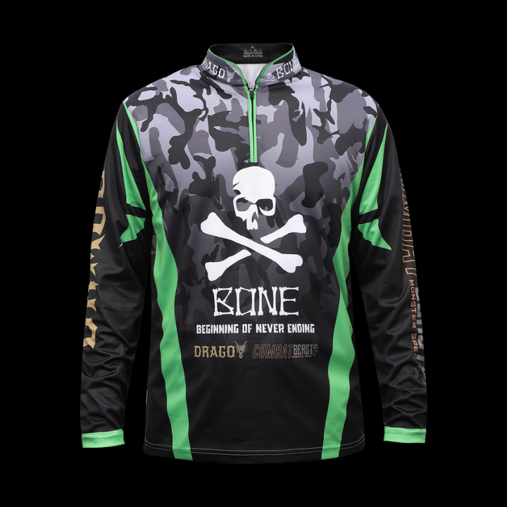 APPAREL BONE CAMO JERSEY COMBAT DRAGO BLACK GREEN LONG SLEEVES DRI-FIT SHIRT