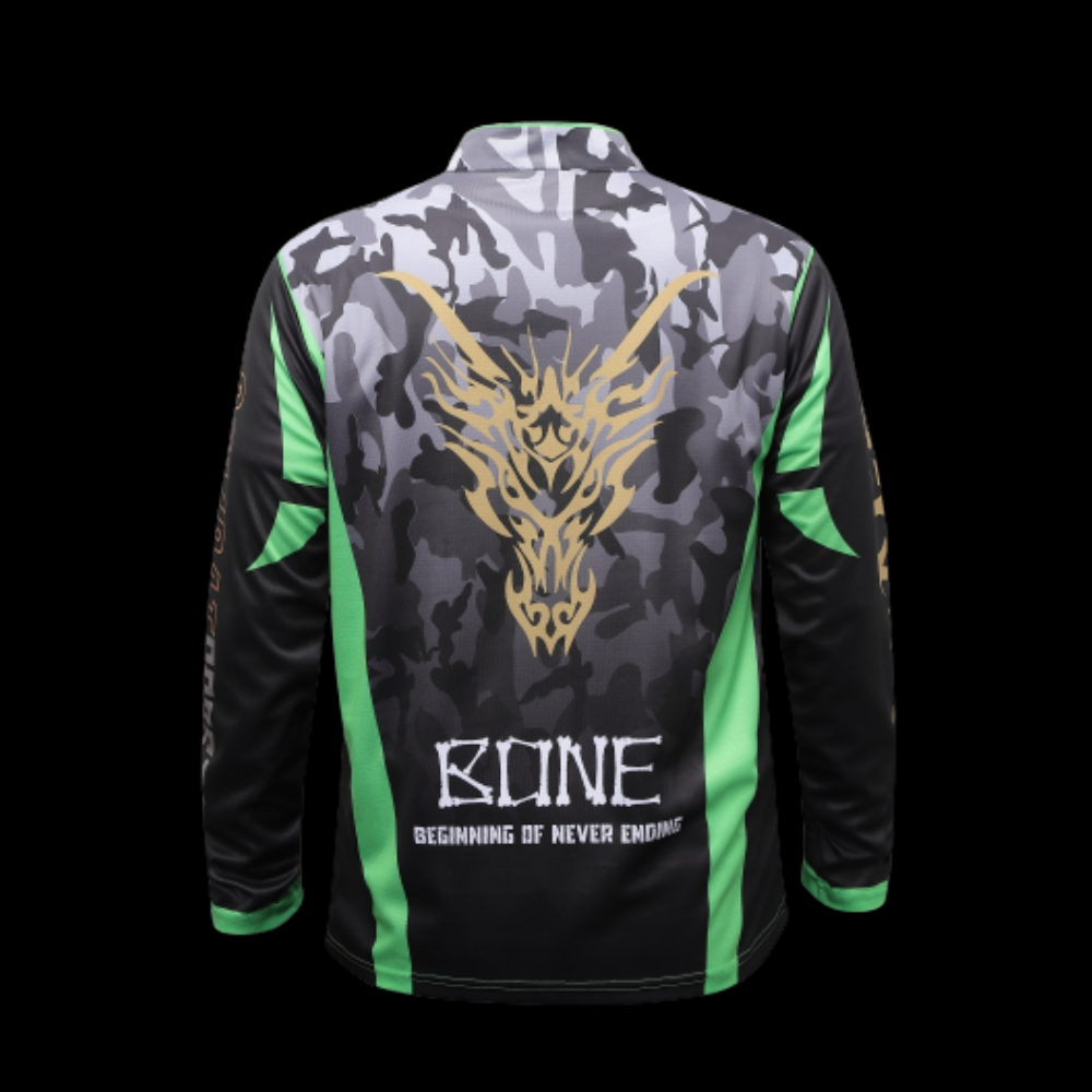APPAREL BONE CAMO JERSEY COMBAT DRAGO BLACK GREEN LONG SLEEVES DRI-FIT SHIRT