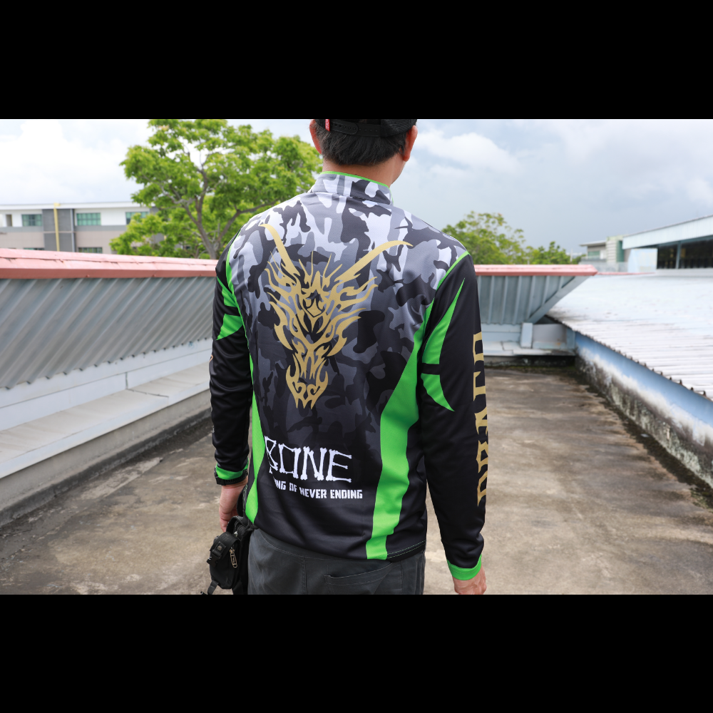 APPAREL BONE CAMO JERSEY COMBAT DRAGO BLACK GREEN LONG SLEEVES DRI-FIT SHIRT